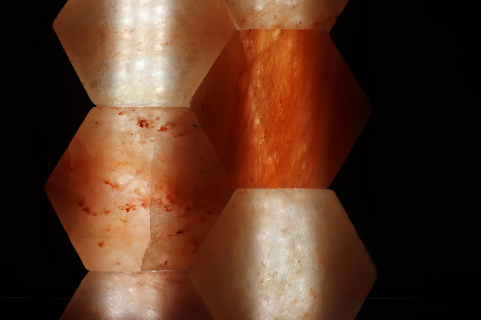 Close-up of a hexagonal salt with a dark background