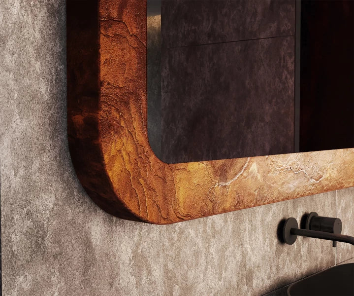 ARTFORMA Rounded mirror with a stone frame L293