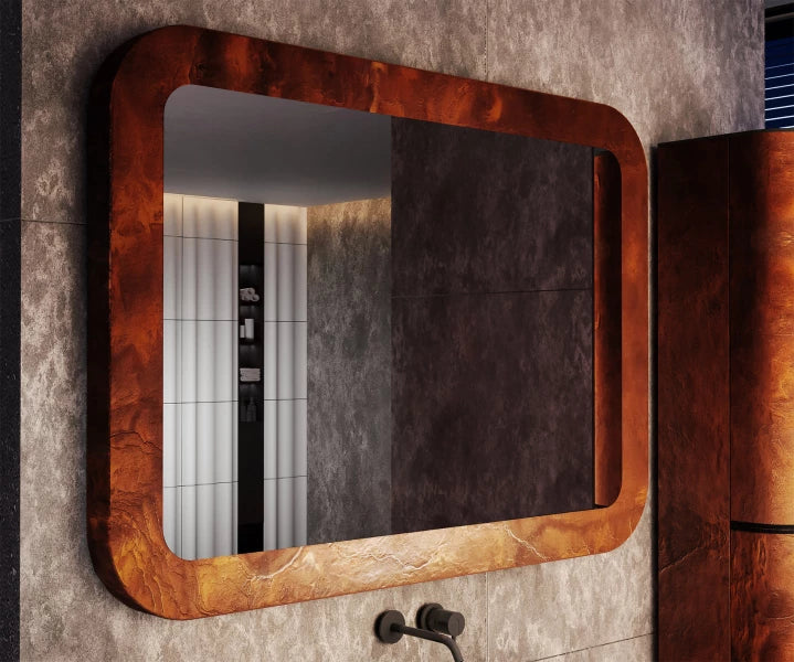 ARTFORMA Rounded mirror with a stone frame L293