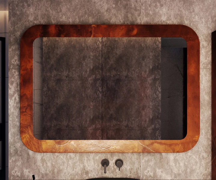 ARTFORMA Rounded mirror with a stone frame L293