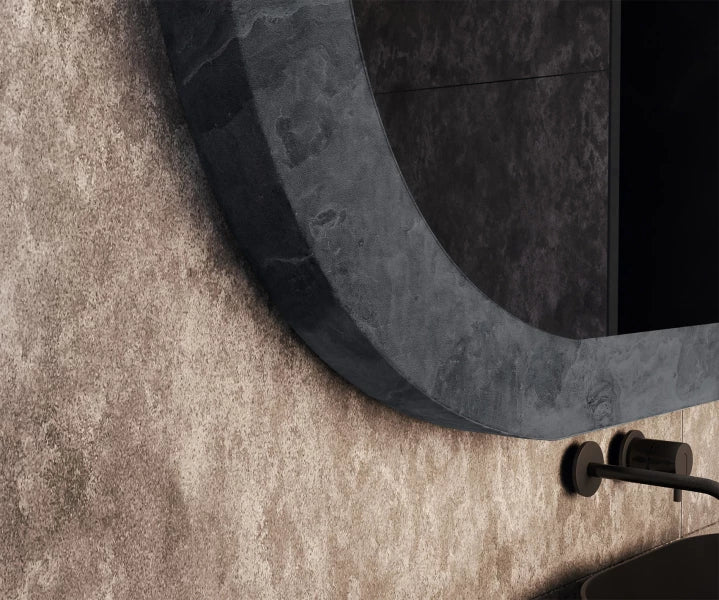 ARTFORMA Bathroom mirror featuring a stone-look laminate L295