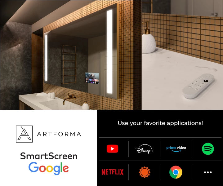 ARTFORMA Bathroom Mirror LED Lighted w/ Smart Display Rectangular L02