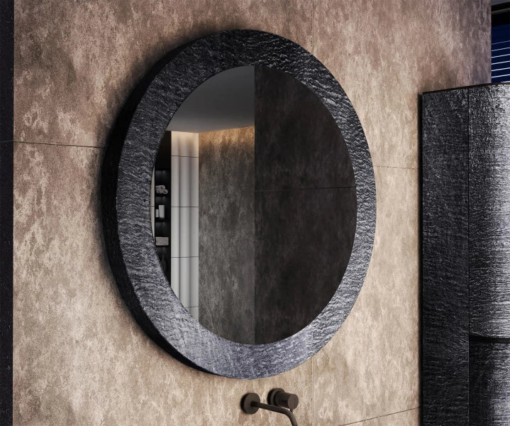 ARTFORMA Round mirror with a stone frame L294