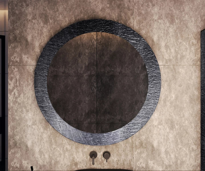 ARTFORMA Round mirror with a stone frame L294