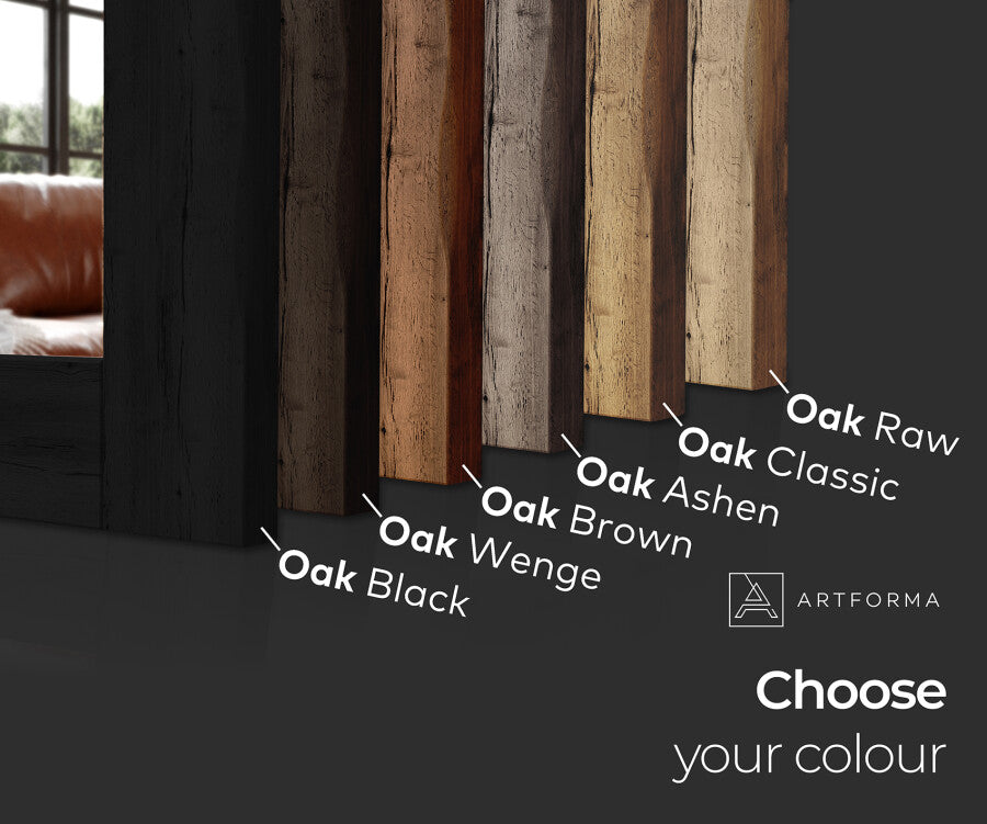 ARTFORMA Oak wooden illuminated mirror with rectangular frame L224
