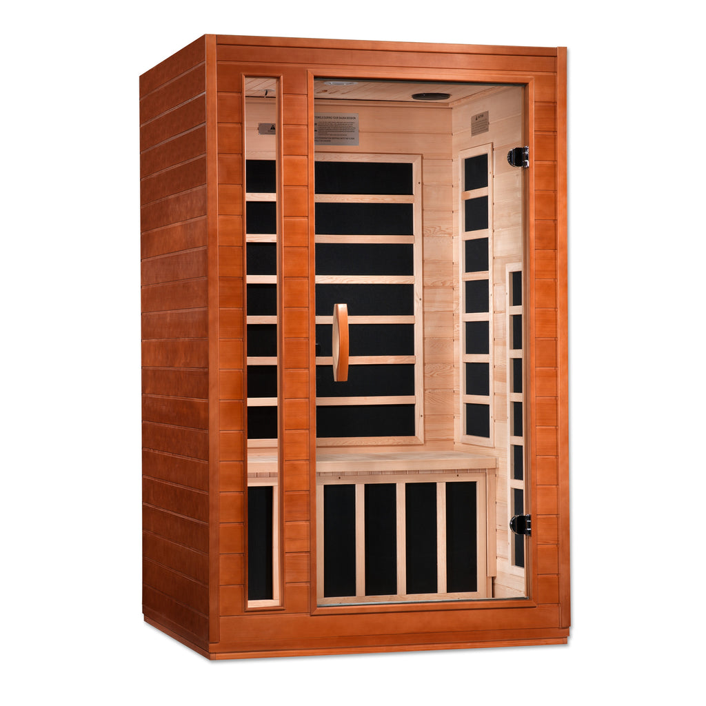 Wooden infrared sauna with glass door