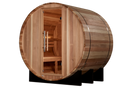 Wooden barrel sauna on a white background