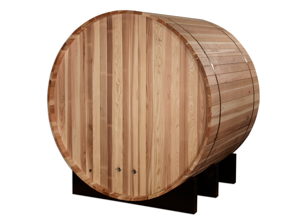 Wooden barrel-shaped object on a white background