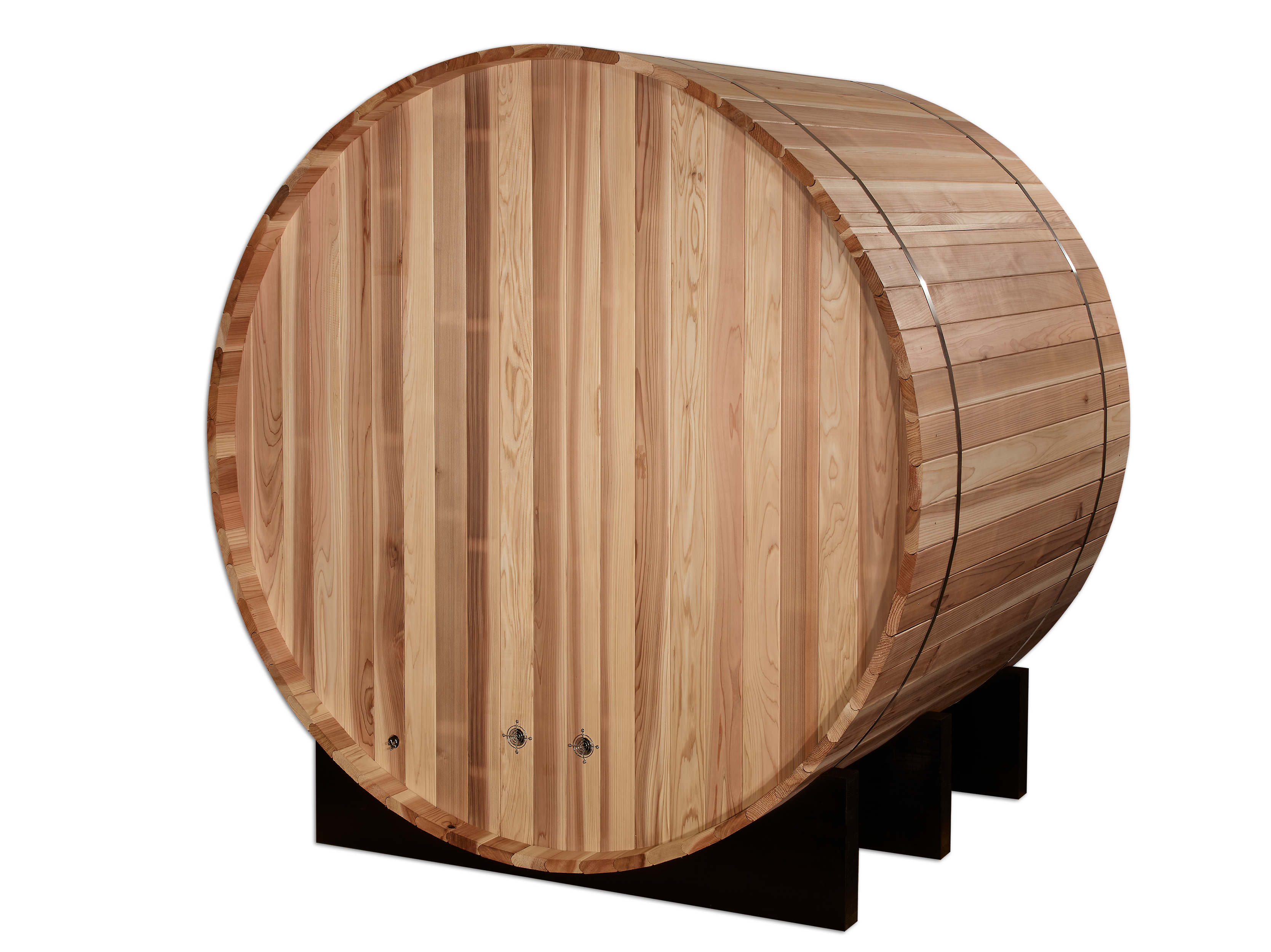 Wooden barrel-shaped object on a white background