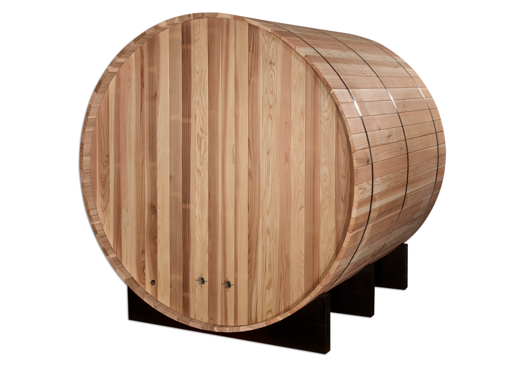 Wooden barrel-shaped object on a white background