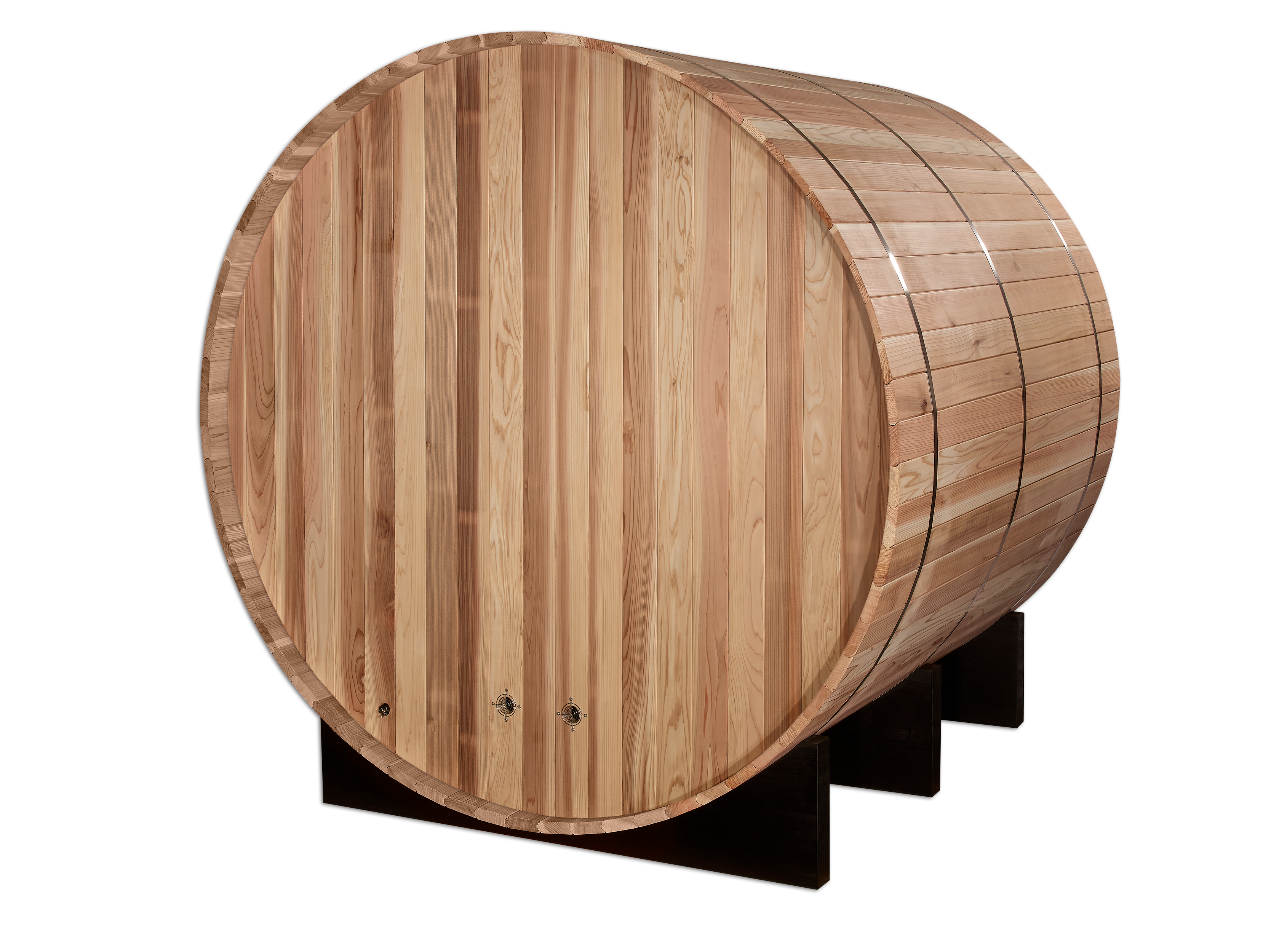 Wooden barrel-shaped object on a white background