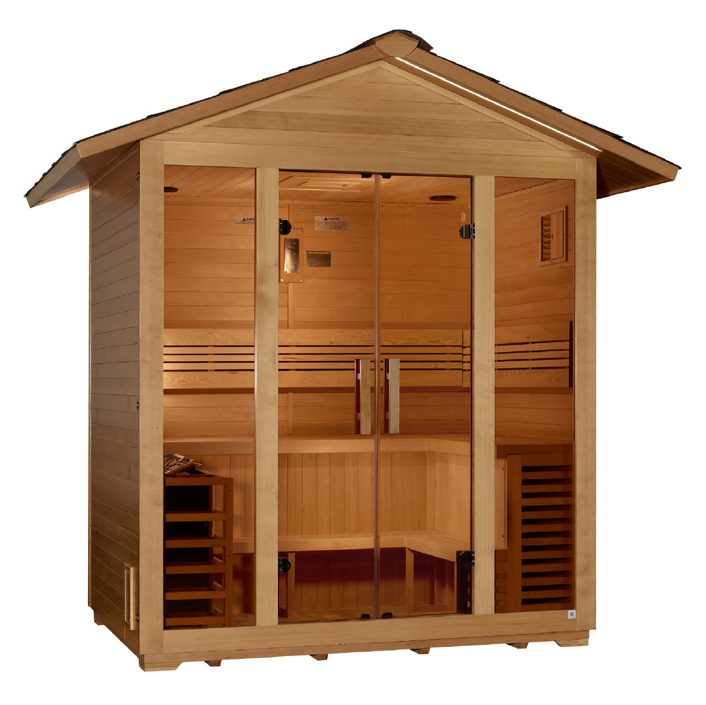 Outdoor wooden sauna