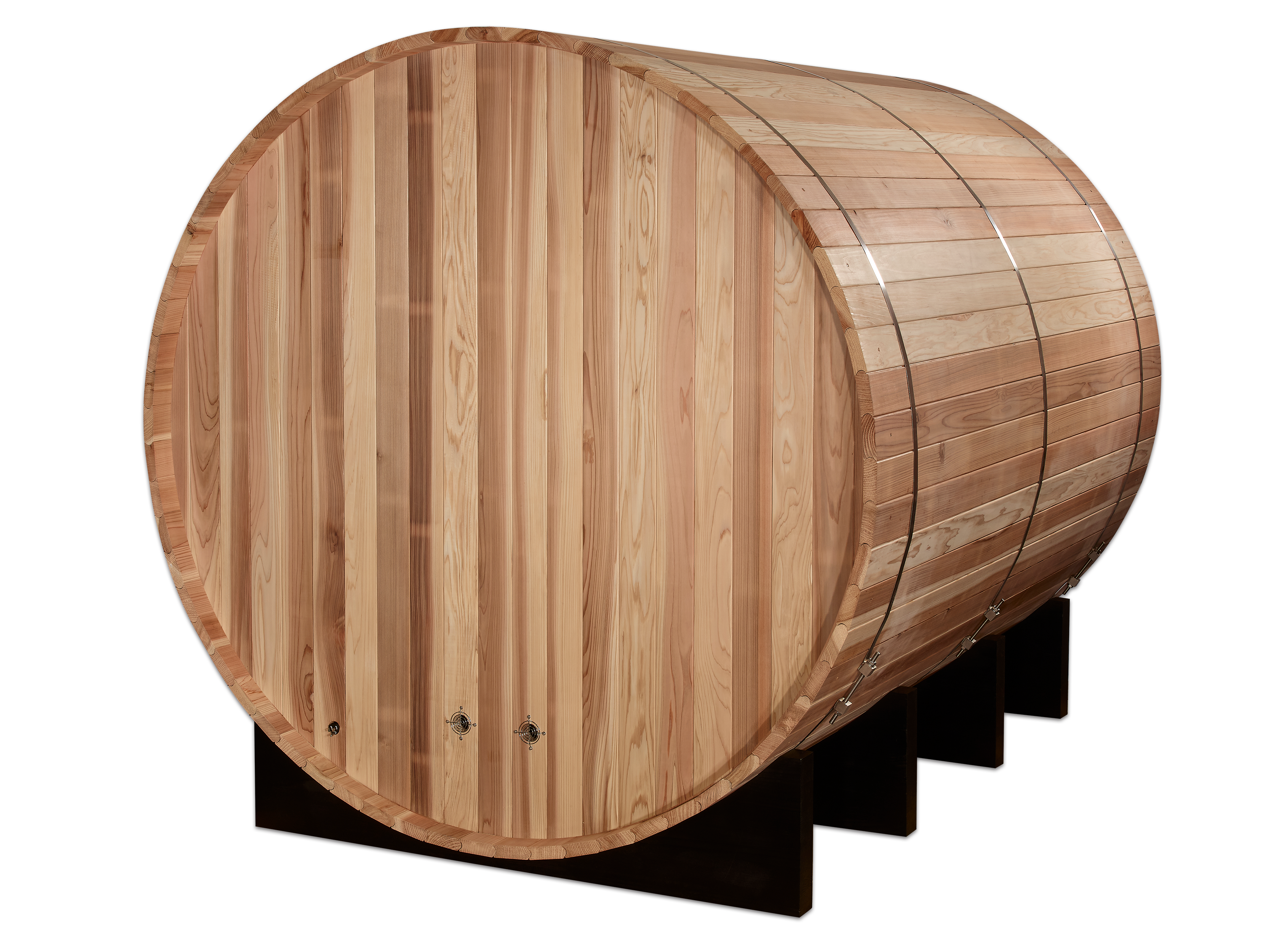 Wooden barrel on a stand with a clear background