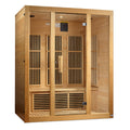 Wooden sauna with glass doors on a white background