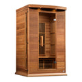 Wooden sauna with a white background