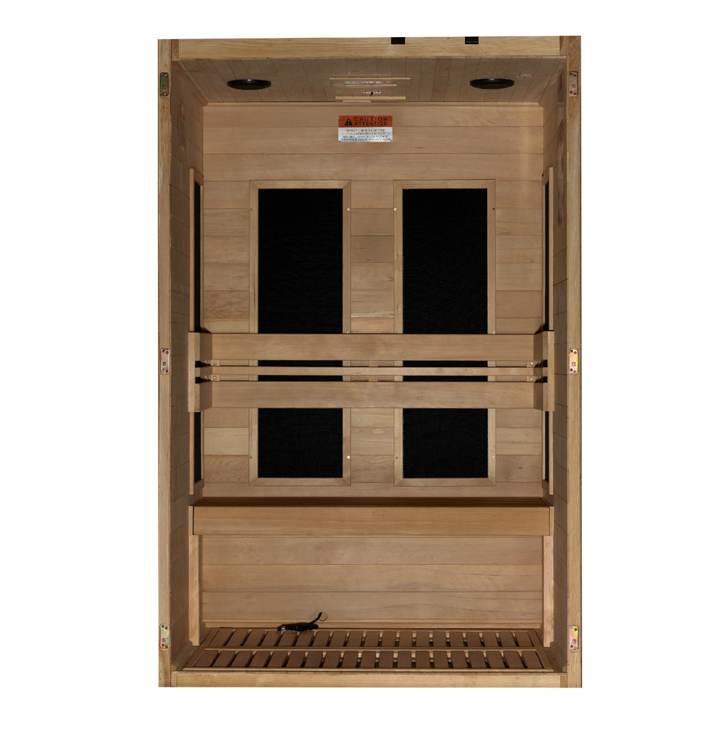 Wooden sauna with four windows on a white background