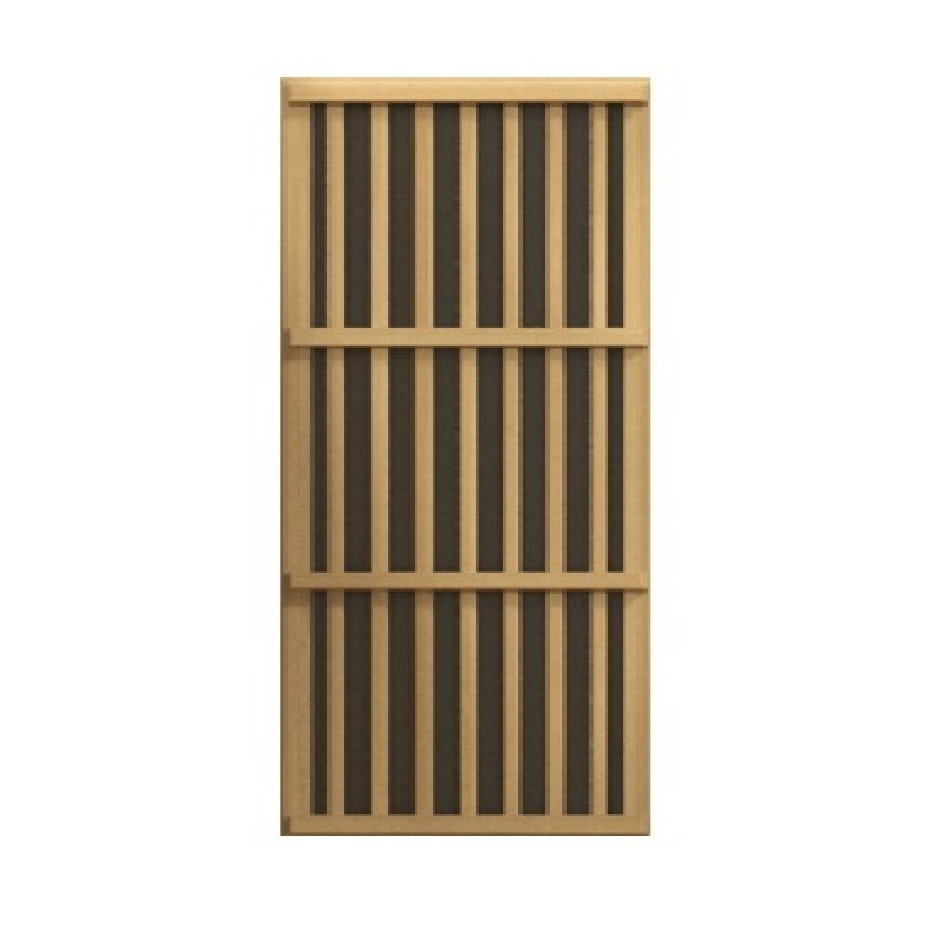 Wooden panels with horizontal slats on a white background