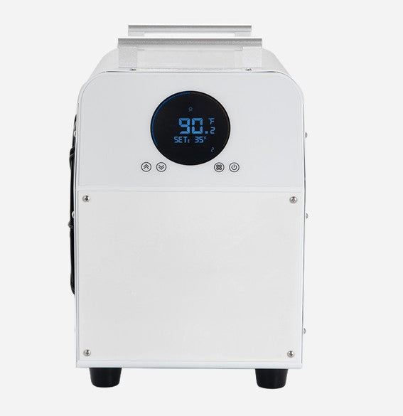 Portable chiller with digital display on a white background