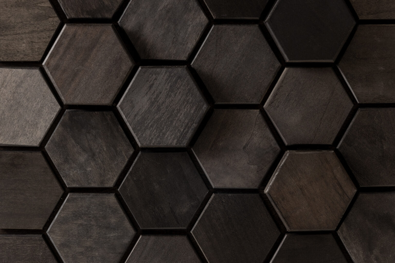 Hexagonal wooden tiles arranged in a pattern