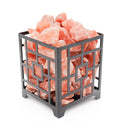 square salt lamp with loose salt chunks