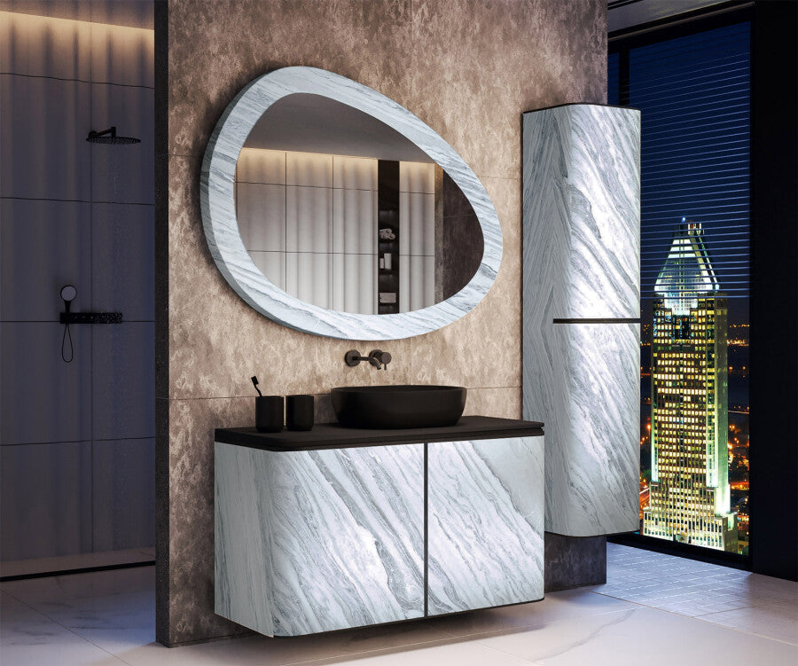 ARTFORMA Asymmetrical mirror featuring a stone texture L298