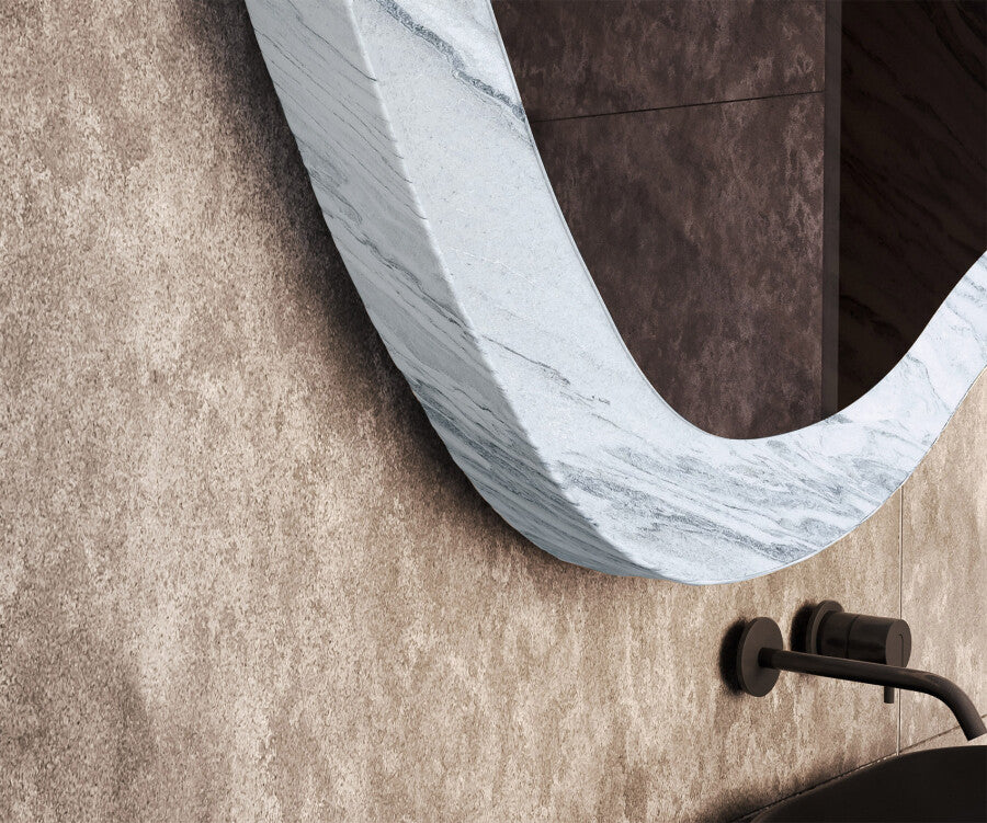 ARTFORMA Asymmetrical mirror featuring a stone texture L298