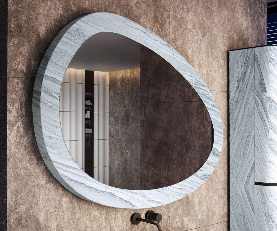 ARTFORMA Asymmetrical mirror featuring a stone texture L298