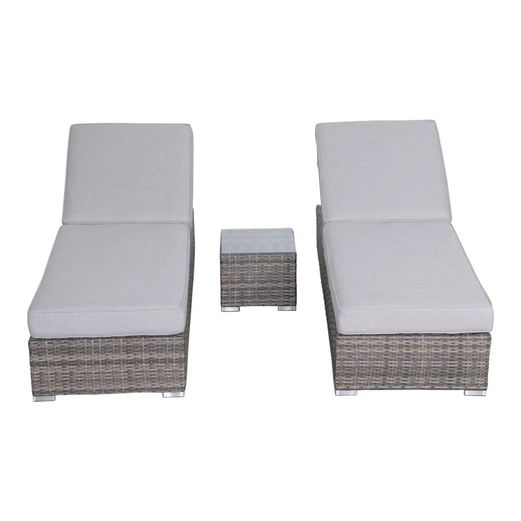 3 Piece Chaise Lounge Set With Adjustable Reclining - Gray Mix