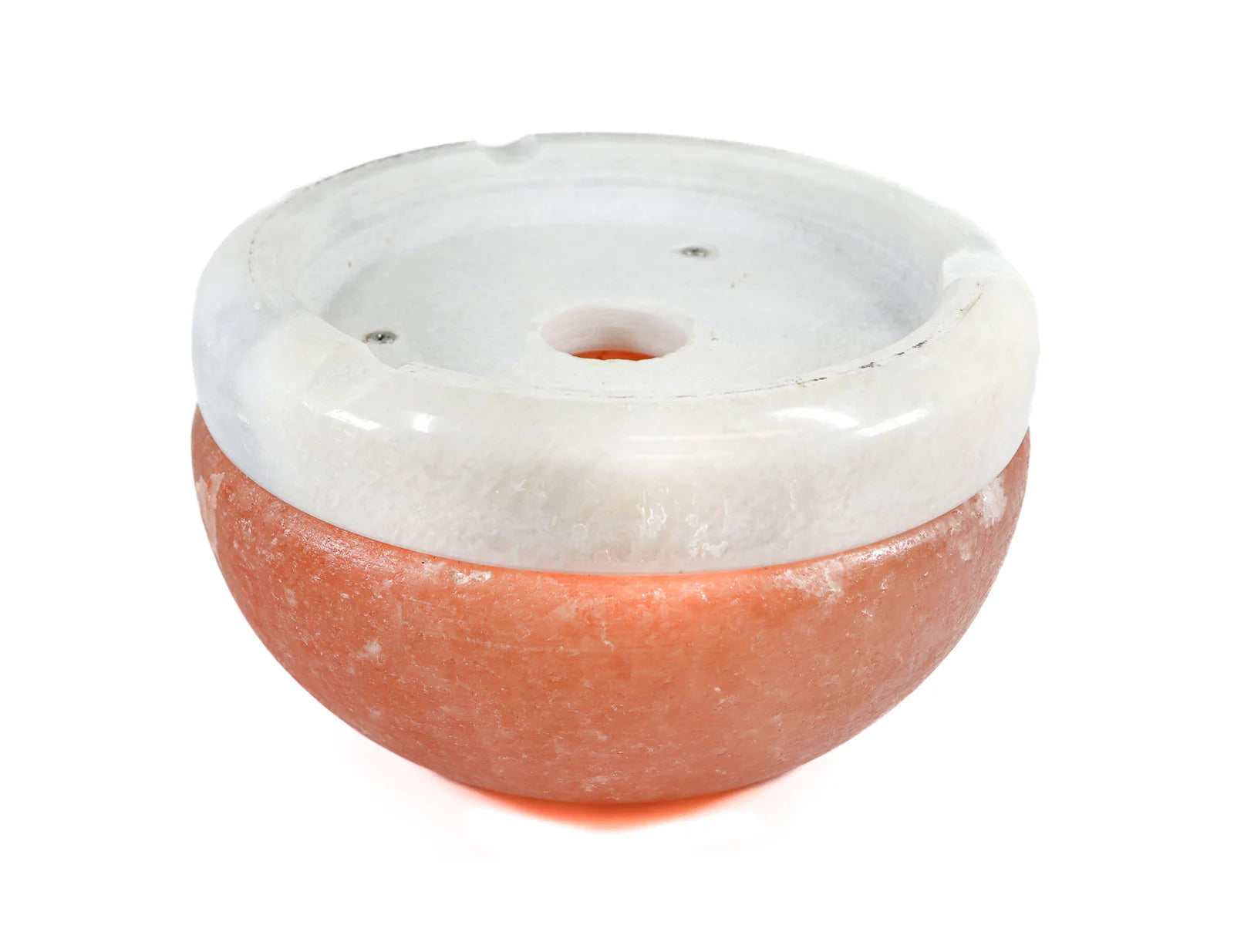 salt bowl with white bottom upside down on a white background