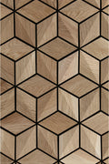 Wooden panel with geometric cube pattern