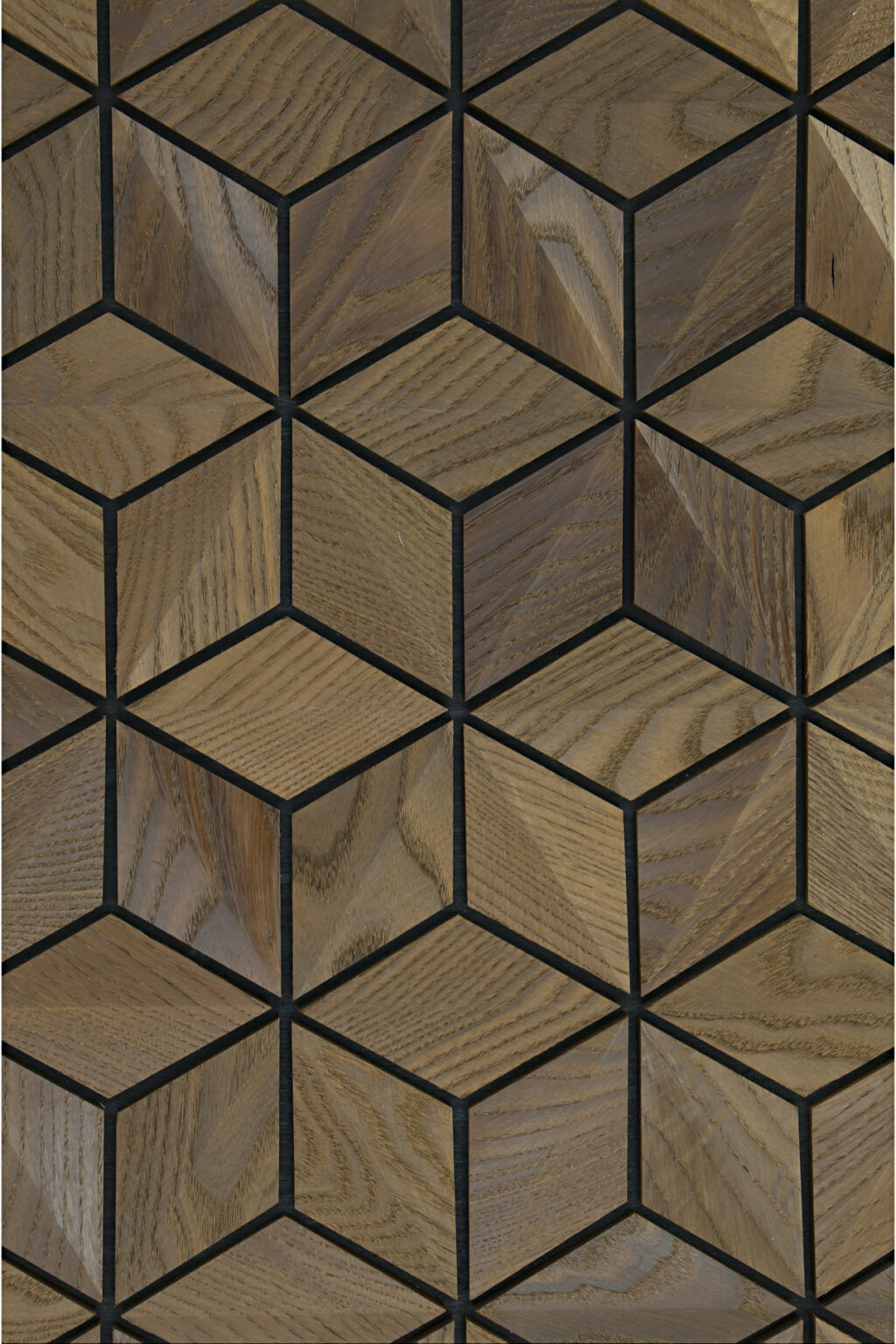 Wooden panel with geometric diamond pattern