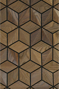 Wooden panel with geometric diamond pattern
