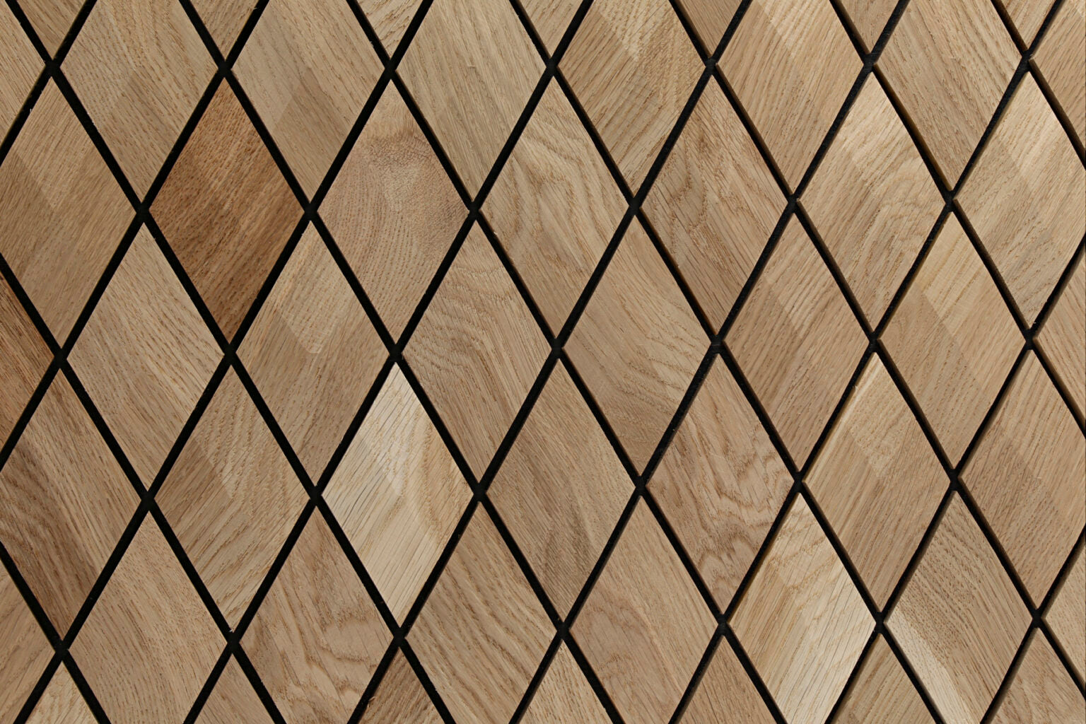 Wooden mosaic tile pattern with diamond shapes