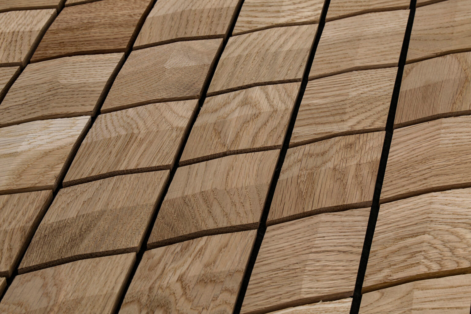 Close-up of wooden decking with a grid pattern