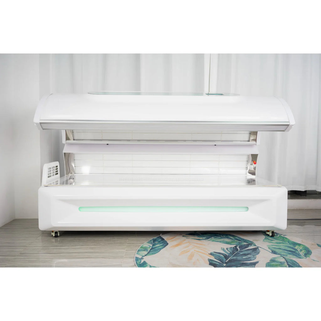 White, red light therapy bed